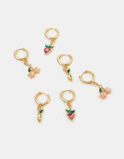 3-Pack Fruit Gemstone Huggie Hoop Earrings, , large