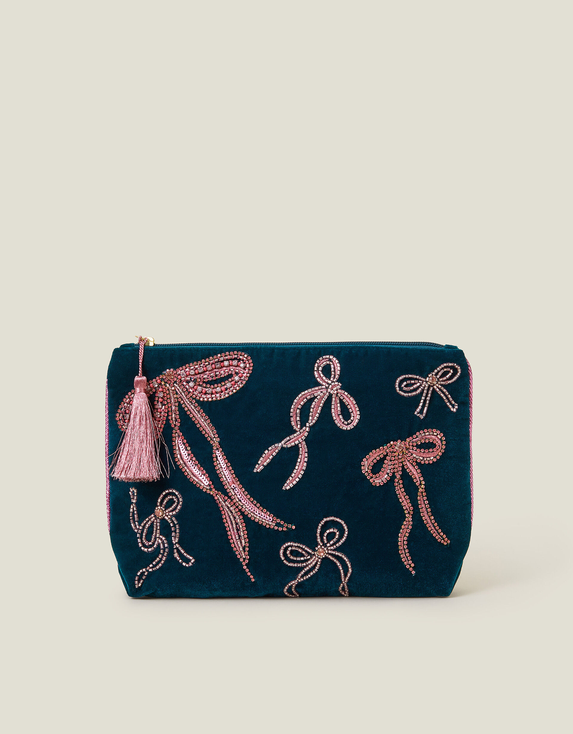 Large Velvet Embellished Bow Pouch Purses Cardholders Accessorize Global