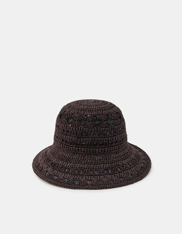 Crochet Raffia Bucket Hat, , large