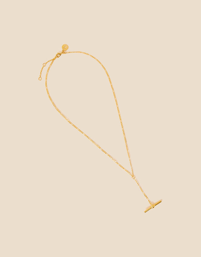 Gold-Plated Heirloom T-Bar Chain Necklace, , large
