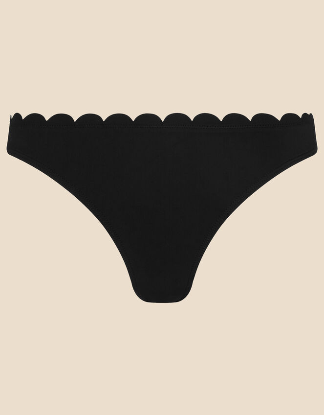 Scallop Trim Bikini Bottoms, Black (BLACK), large