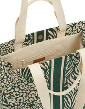 Hailey Pattern Structured Tote Bag, Green (GREEN), large