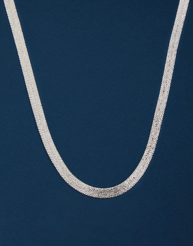 Sterling Silver-Plated Chunky Snake Chain Necklace, , large