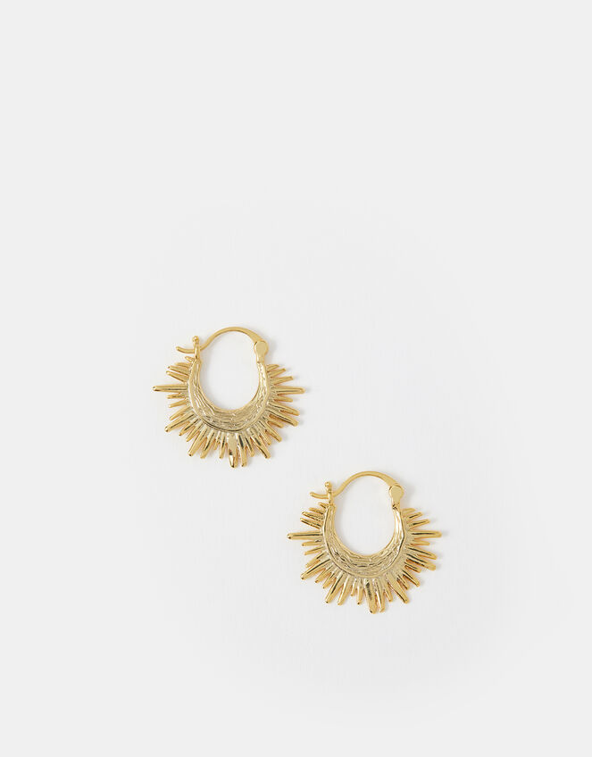 14ct Gold-Plated Sun Beam Hoop Earrings, , large