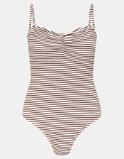Textured Stripe Swimsuit, Camel (BEIGE), large