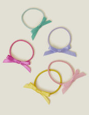 5-Pack Girls Satin Bow Hair Bands, , large