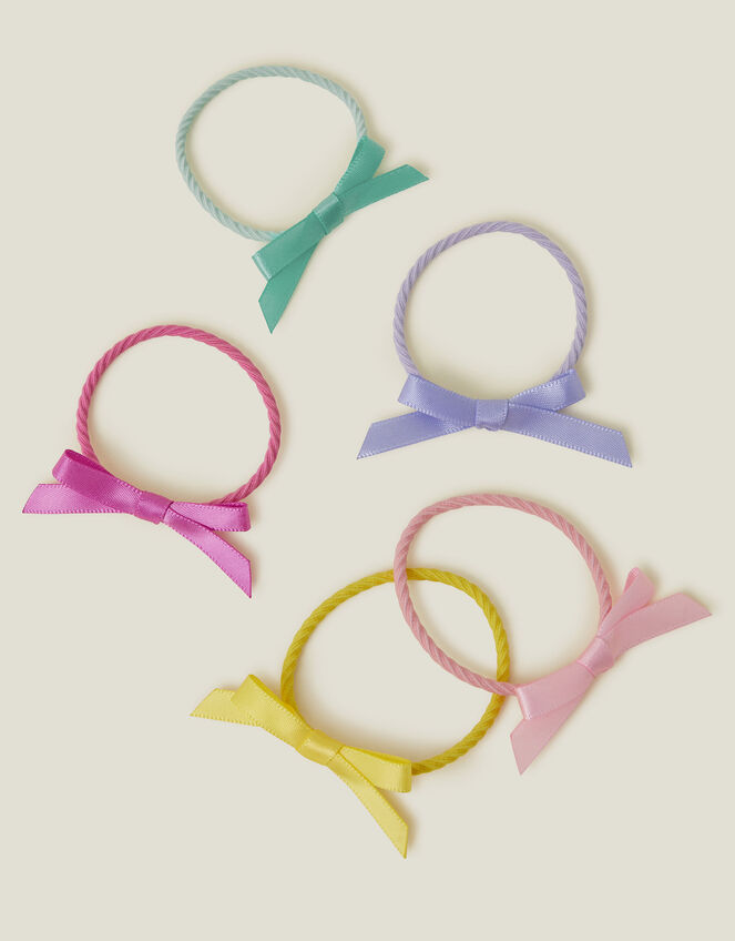 5-Pack Girls Satin Bow Hair Bands, , large