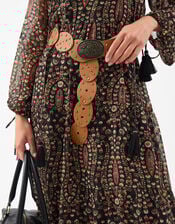 Western Buckle Oval Disc Belt, Tan (TAN), large