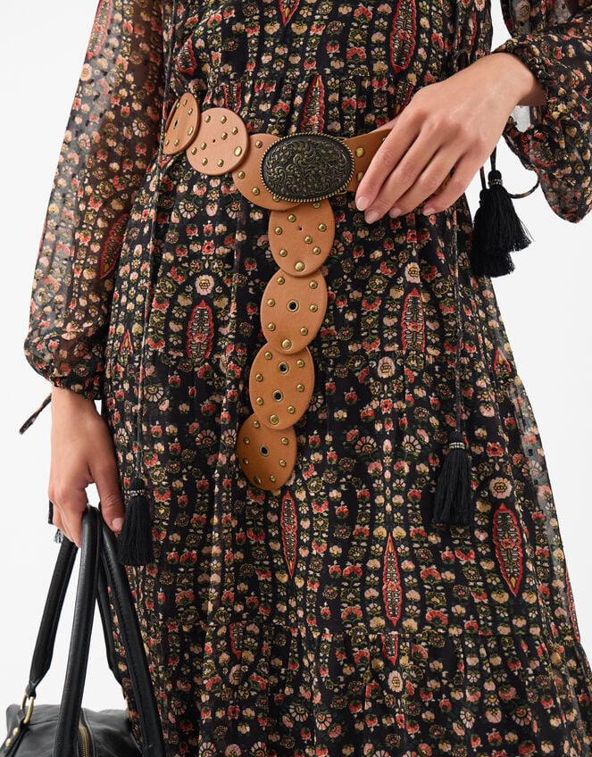 Western Buckle Oval Disc Belt, Tan (TAN), large