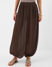 Chiffon Balloon Trousers, Brown (BROWN), large