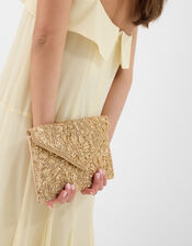 Floral Embellished Envelope Clutch Bag, , large