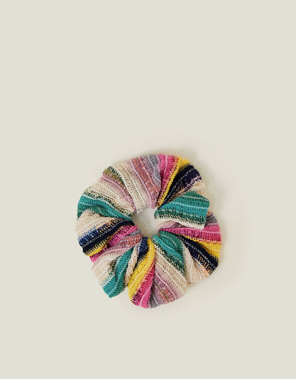 Stripe Crochet Hair Scrunchie, , large
