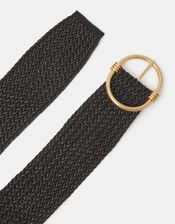 Wide Woven Belt, Black (BLACK), large