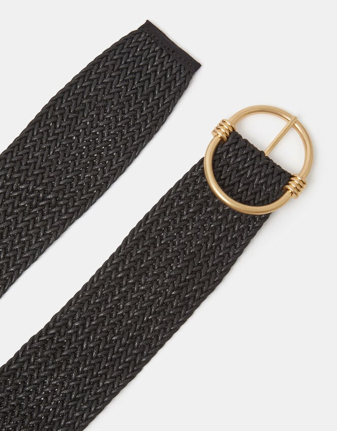 Wide Woven Belt, Black (BLACK), large