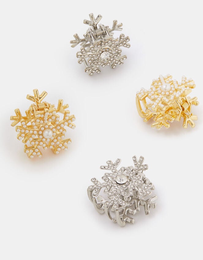 4-Pack Mini Snowflake Claw Clips, , large