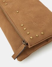 Fold Over Zip Western Crossbody Bag, , large