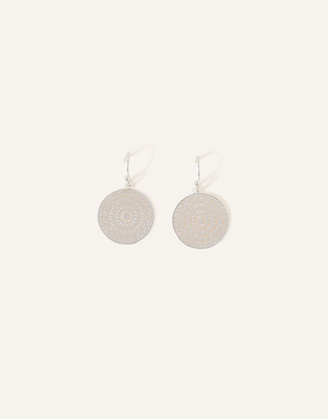 Filigree Short Drop Earrings, Silver (SILVER), large
