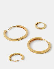 2-Pack 14ct Gold-Plated Hoop Earrings, , large