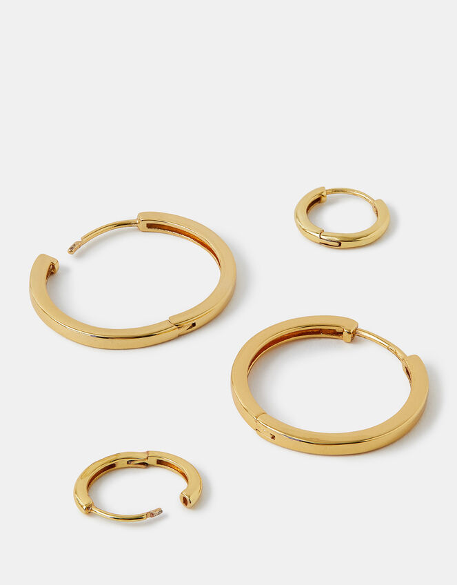 2-Pack 14ct Gold-Plated Hoop Earrings, , large