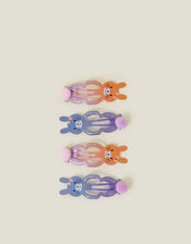 4-Pack Girls Bunny Pom Hair Clips, , large