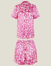 Leopard Print Satin Pyjama Set, Pink (PINK), large