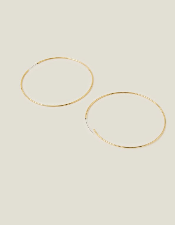 14ct Gold-Plated Large Thin Hoops, , large