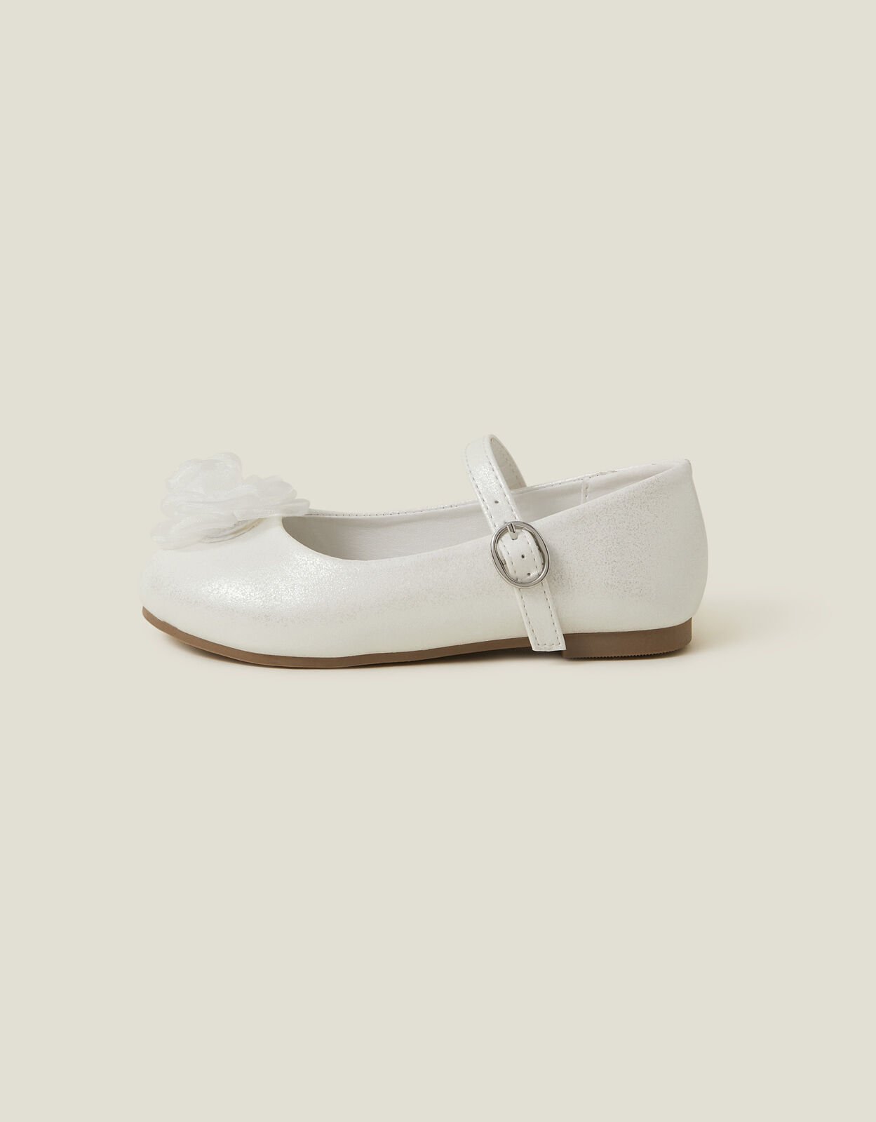 Girls Flower Ballet Flats Ivory