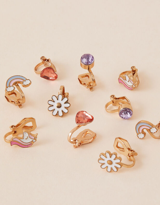 Girls Unicorn Clip-On Earrings 5 Pack, , large