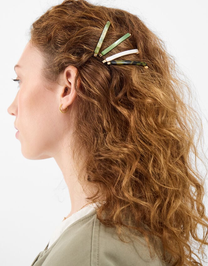 4-Pack Marble Resin Hair Slides, , large