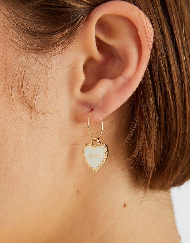 3-Pack Love Charm Hoop Earrings, , large