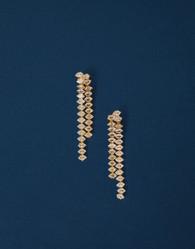 14ct Gold-Plated Gem Drop Earrings, , large