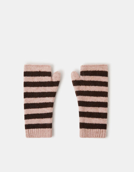Stripe Knit Fingerless Gloves, , large