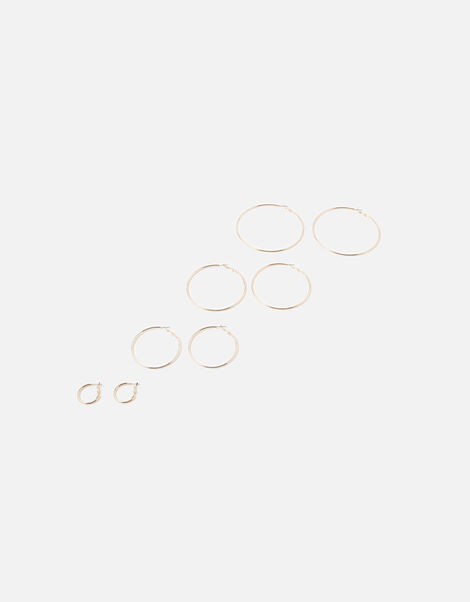 Reconnected Simple Hoop 4 Pack Gold, Gold (ROSE GOLD), large