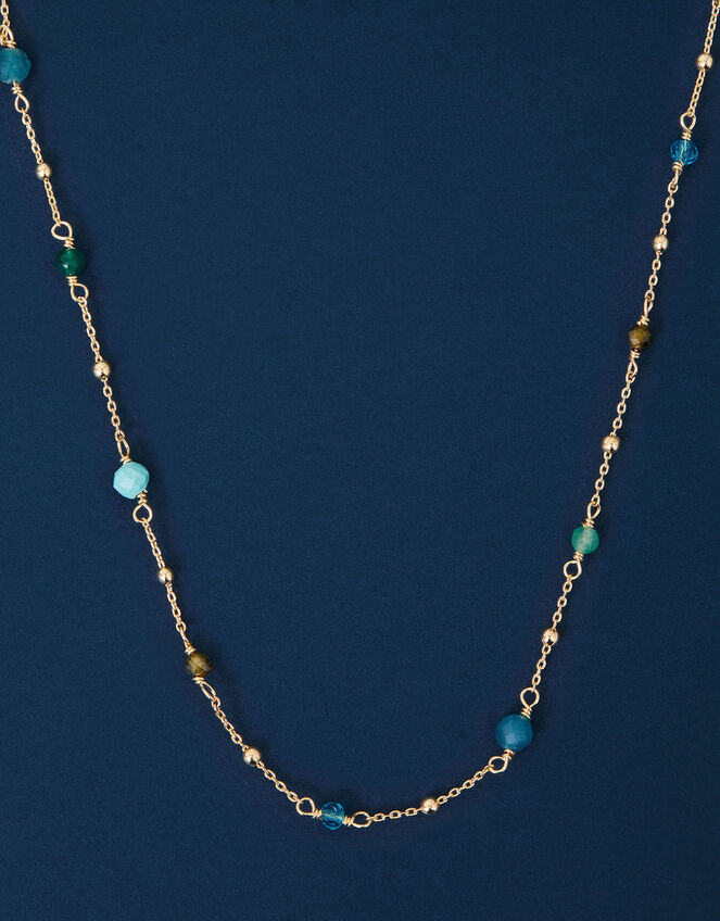 14ct Gold-Plated Beaded Station Necklace, , large