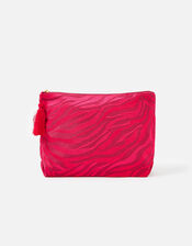 Zebra Embroidered Large Wash Bag , , large
