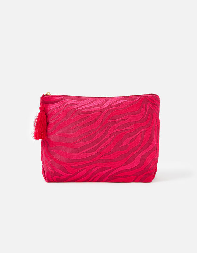 Zebra Embroidered Large Wash Bag , , large