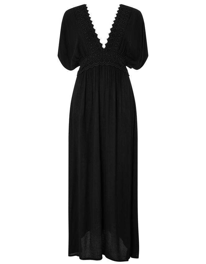 Lace Insert Maxi Dress, Black (BLACK), large