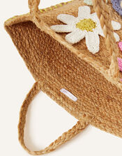Flower Applique Basket Bag, , large