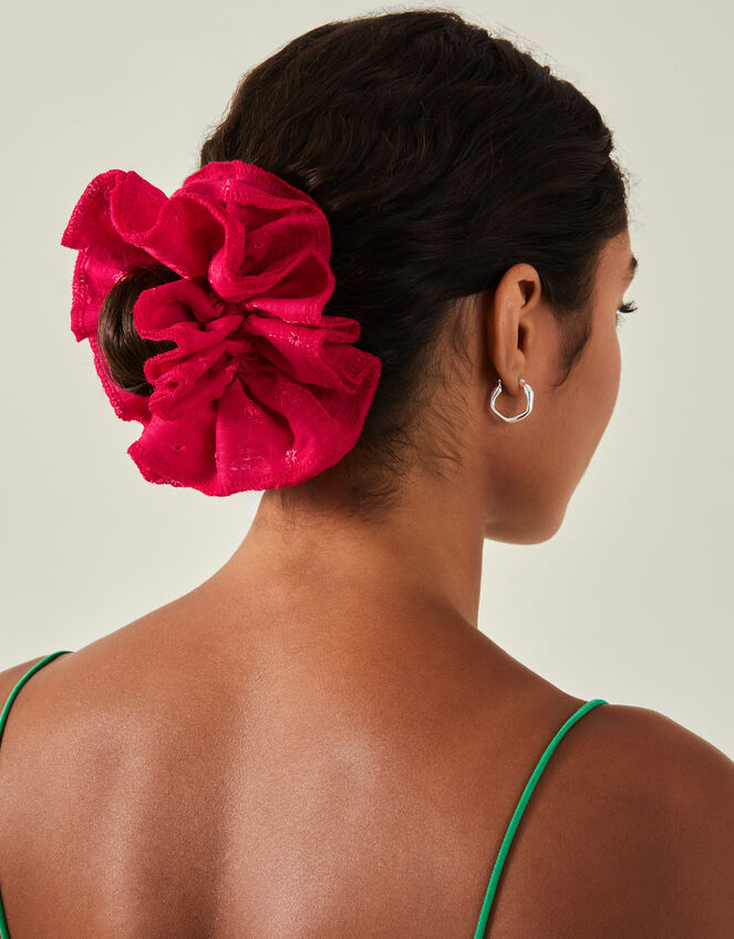 Oversized Broderie Hair Scrunchie, , large