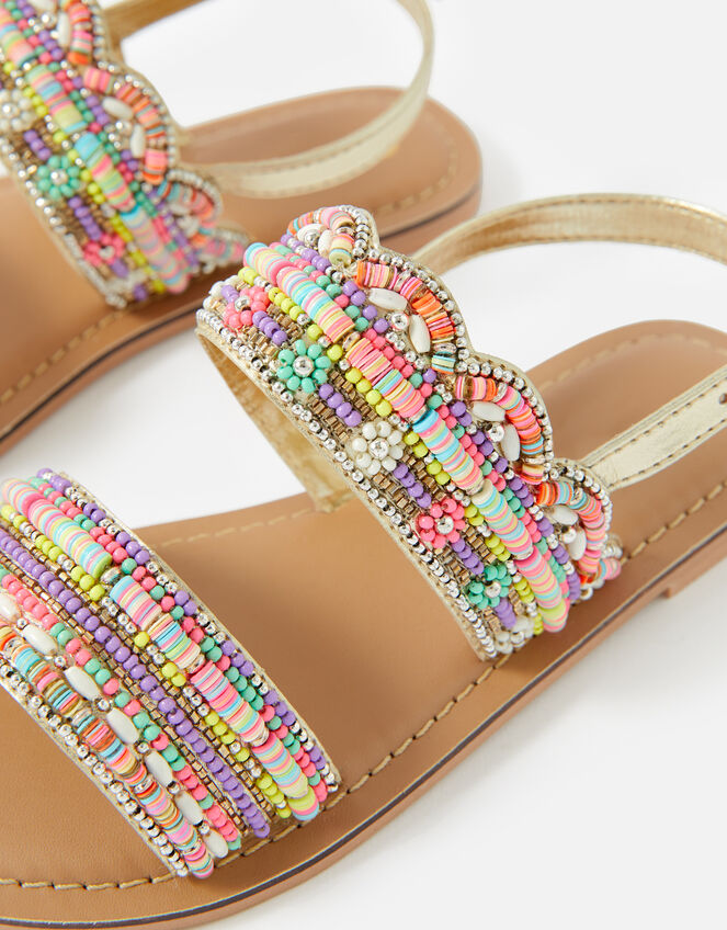 Girls Beaded Scalloped Sandals, Multi (BRIGHTS-MULTI), large