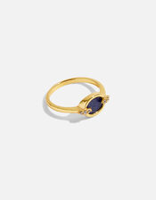 14ct Gold-Plated Healing Stone Lapis Lazuli Ring, Gold (GOLD), large