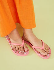 Ornamental Print Flip Flops, Pink (PINK), large