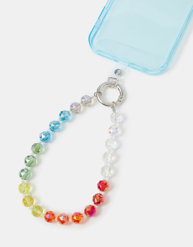 Rainbow Beaded Wrist Phone Strap, , large