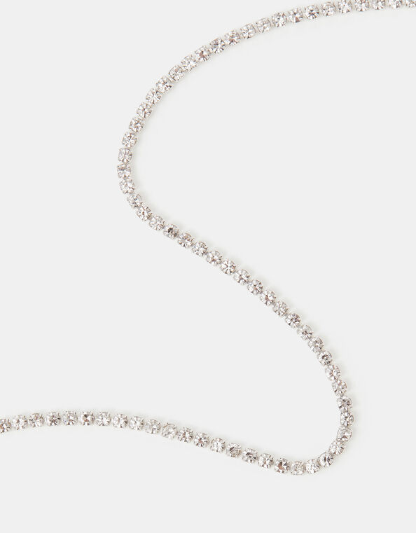 Sterling Silver-Plated Tennis Necklace, , large