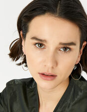 Sterling Silver Large Hoop Earrings, , large