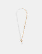 Mixed Pearl Chain T-Bar Necklace, , large