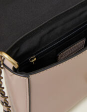 Chain Strap Faux Leather Cross-Body Bag, Mink (MINK), large