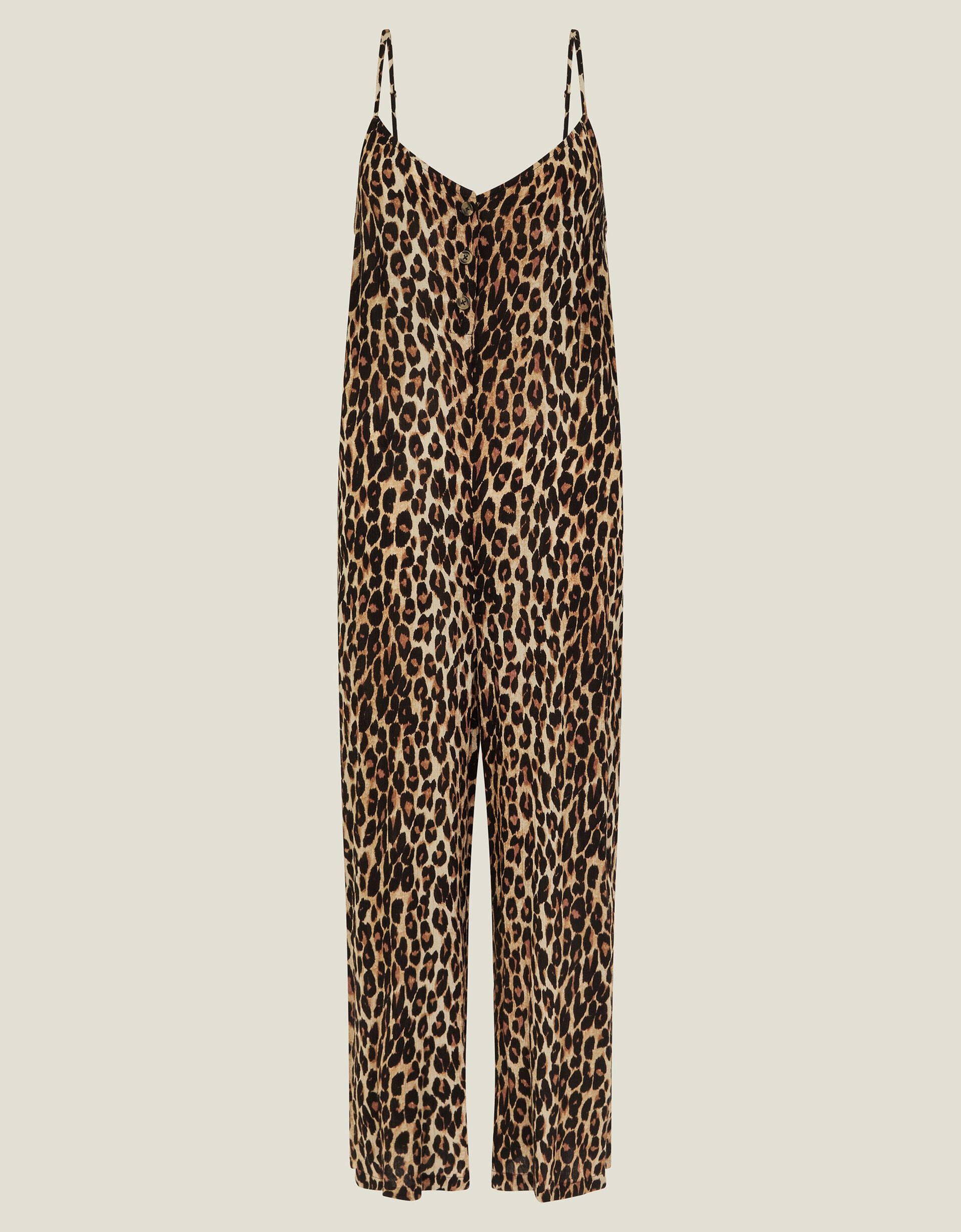 V-Neck Leopard Print Jumpsuit