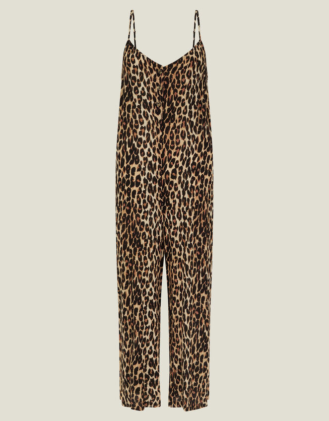 Leopard Print Jumpsuit, Brown (BROWN), large