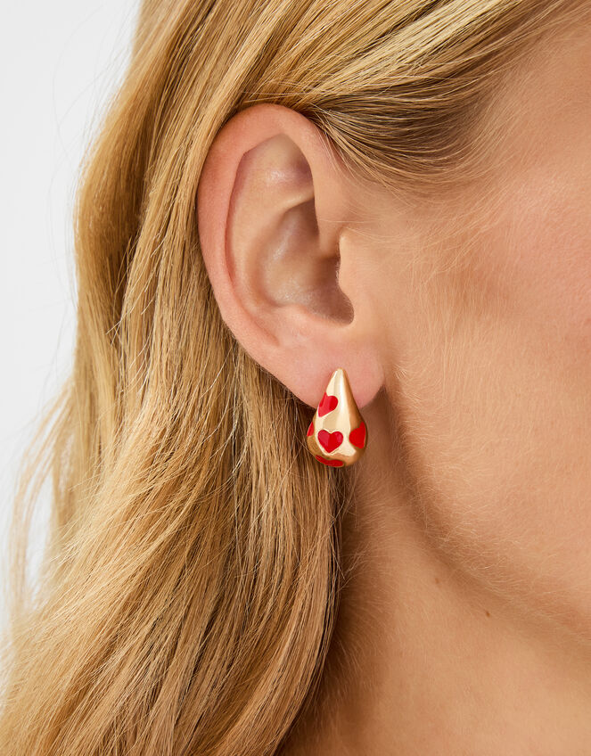 Heart Chunky Teardrop Earrings, , large
